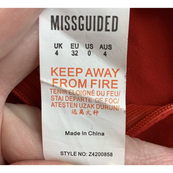 Missguided Top Womens 0 Red Cropped Flutter Waist Spaghetti Straps Side Zipper - Picture 8 of 10